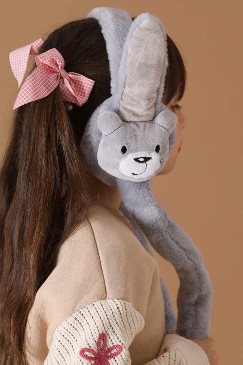 Füme Ayıcık Figürlü Hareketli Peluş Kulaklık 19734