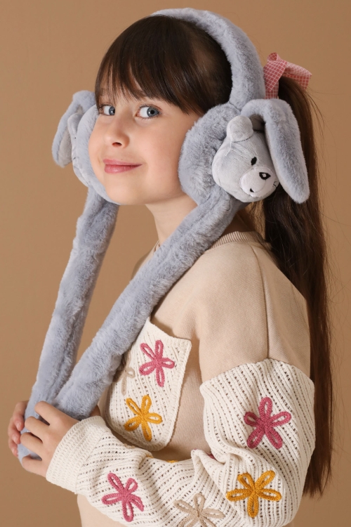 Füme Ayıcık Figürlü Hareketli Peluş Kulaklık 19734