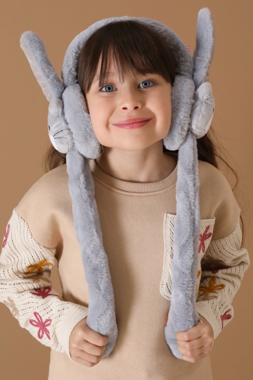 Füme Ayıcık Figürlü Hareketli Peluş Kulaklık 19734