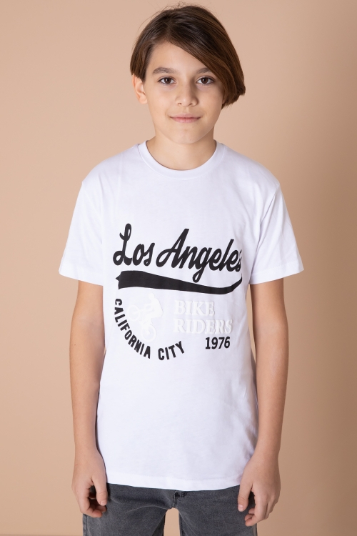 Füme Yazı Nakışlı Jean Gömlekli ve Tişörtlü Erkek Çocuk 2li Takım 20036