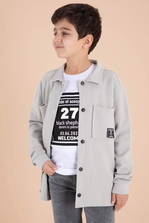 Gri Armalı Gömlekli Jean Pantolonlu Erkek Çocuk 3lü Takım 19992