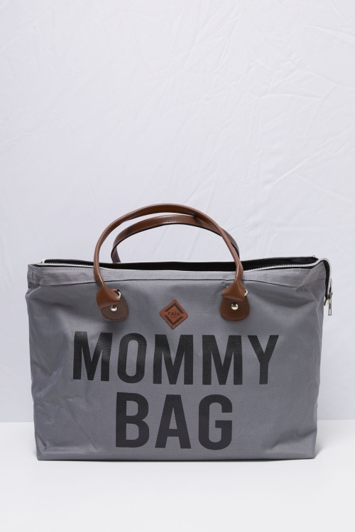 Gri Mommy Bag Yazılı Anne Çantası 19718