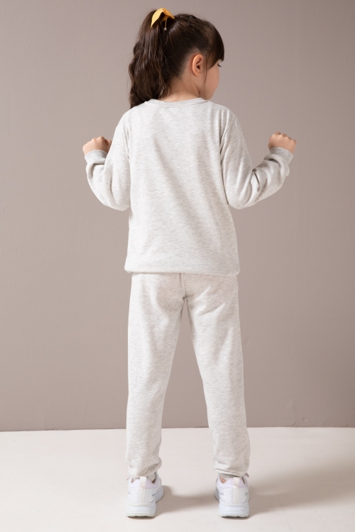 Gri Unicorn Baskılı Şardonlu Kız Çocuk Eşofman Takımı 19858