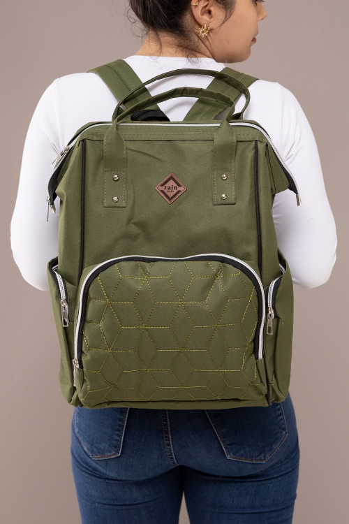 Haki Kapitoneli Çok Fonksiyonlu Anne Bebek Bakım Çantası 19715