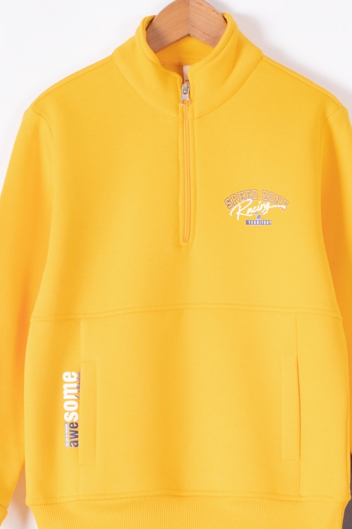 Hardal Kanguru Cepli Fermuar Yaka Erkek Çocuk Şardonlu Eşofman Takım 19611