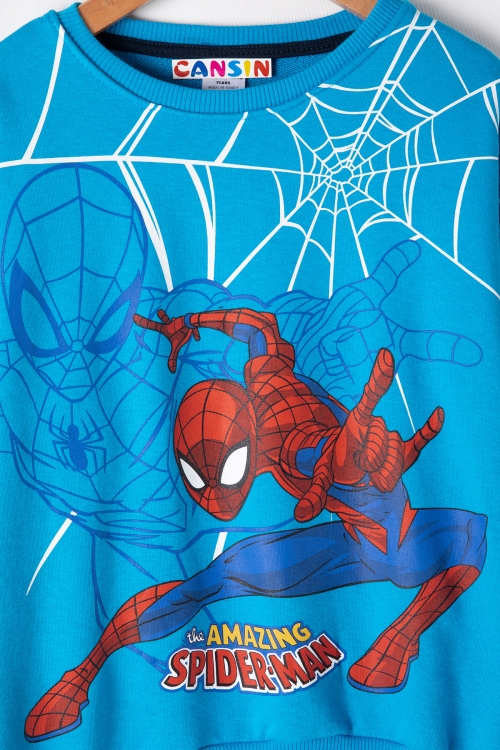 İndigo Örümcek Adam Baskı Bisiklet Yaka Erkek Çocuk Eşofman Takımı 19864