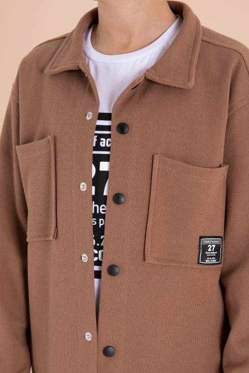 Kahve Armalı Gömlekli Jean Pantolonlu Erkek Çocuk 3lü Takım 19993