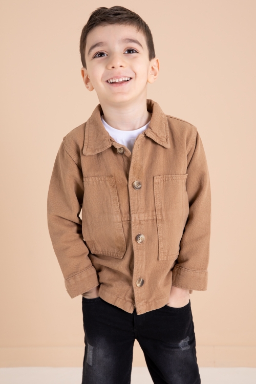 Kahve Jean Ceketli Pantolonlu Erkek Çocuk 3lü Takım 20013