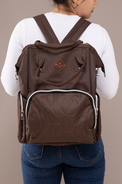 Kahve Kapitoneli Çok Fonksiyonlu Anne Bebek Bakım Çantası 19717