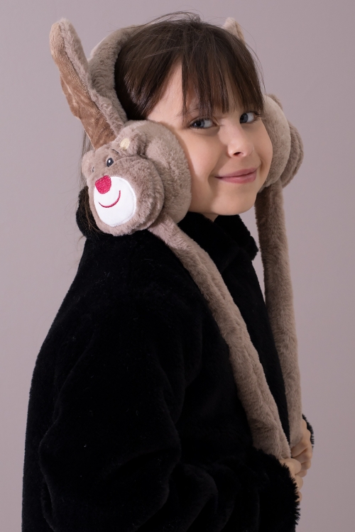 Kahverengi Gülen Yüz Ayıcıklı Hareket Ettirilebilir Peluş Kulaklık 19800