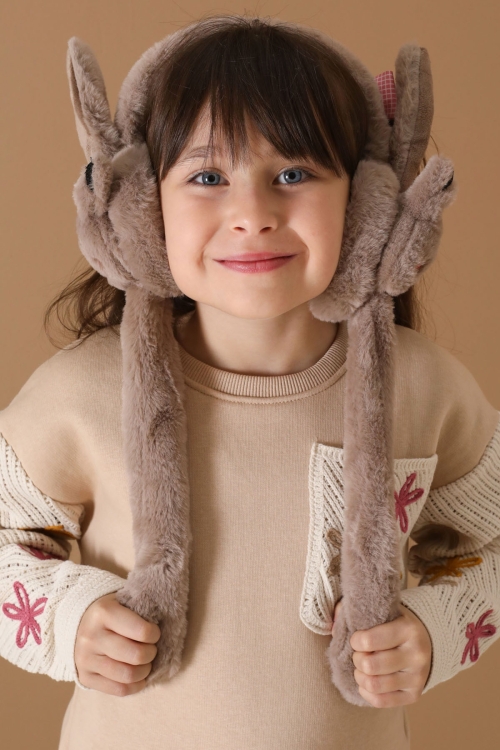 Kahverengi Kedi Figürlü Hareketli Peluş Kulaklık 19728