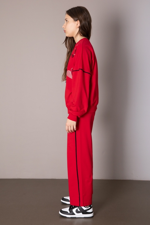 Kırmızı Kız Çocuk Kalp Desenli 2li Takım 19852