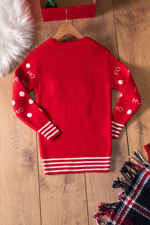 Kırmızı Noel Baba Nakışlı Çocuk Triko Kazak 19834