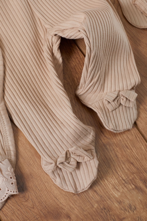 Kız Bebek Kahve Fistolu 5li Şapkalı Hastane Çıkışı Seti 19478