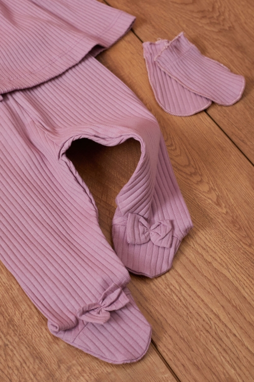 Kız Bebek Lila Fistolu 5li Şapkalı Hastane Çıkışı Seti 19474