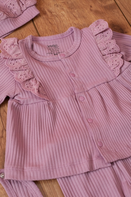 Kız Bebek Lila Fistolu 5li Şapkalı Hastane Çıkışı Seti 19474