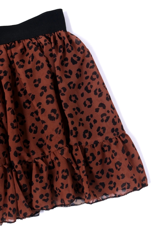 Kız Çocuk Siyah Leoparlı 2-8 Yaş Etekli Takım 4560