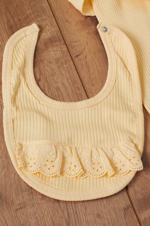 Kız Bebek Sarı Fistolu 5li Şapkalı Hastane Çıkışı Seti 19475