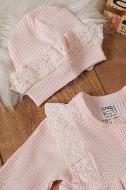 Kız Bebek Somon Fistolu 5li Şapkalı Hastane Çıkışı Seti 19476