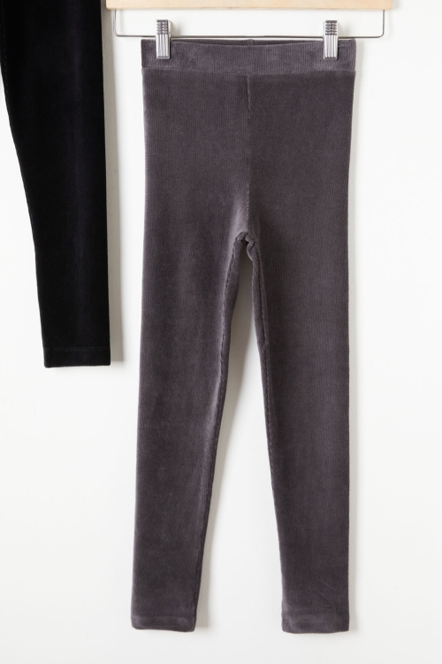 Kız Çocuk Fitilli 2li Kadife Tayt Siyah-Gri 20068