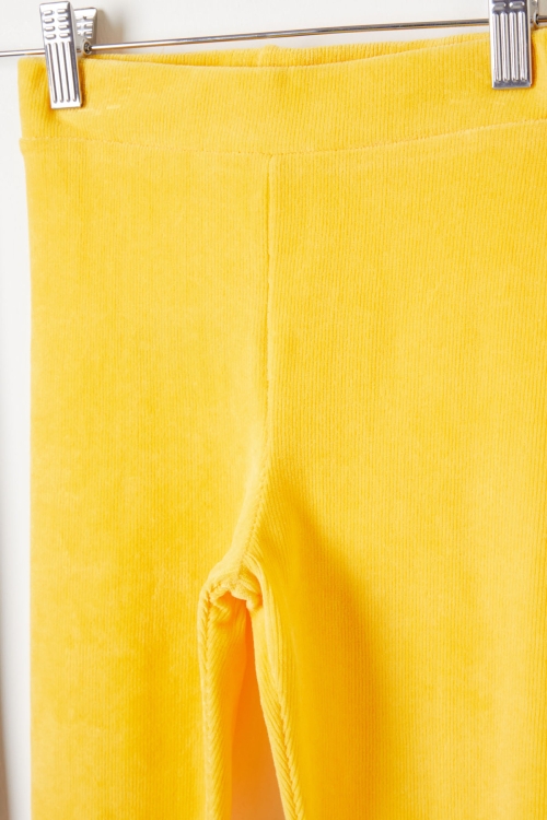 Kız Çocuk Fitilli 2li Kadife Tayt Siyah-Sarı 20066