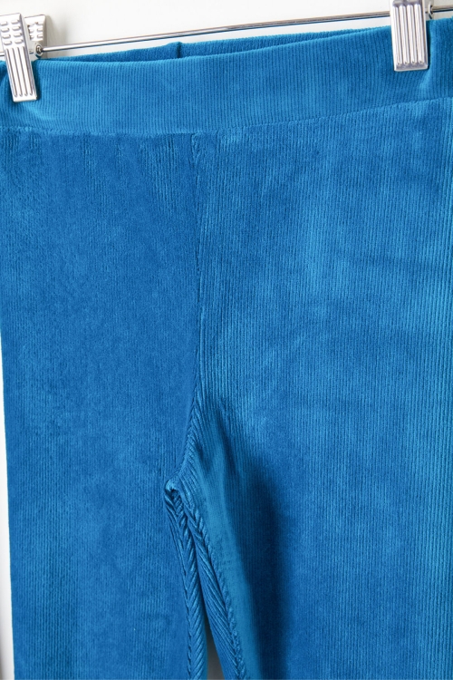 Kız Çocuk Fitilli 2li Kadife Tayt Siyah-Turkuaz 20062