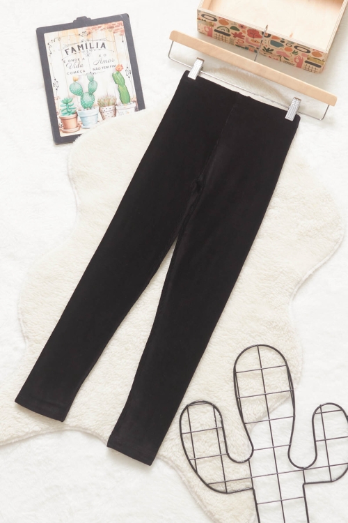 Kız Çocuk Siyah Fitilli Düz Kadife Tayt 19721