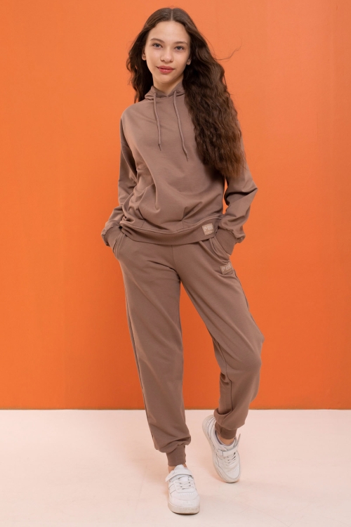 Kız Çocuk Kahverengi Basic Kapüşonlu Takım 18901