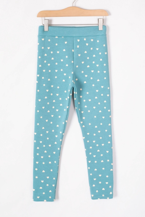 Kız Çocuk Mint Beli Lastikli Desenli Şardonlu Tayt 19707