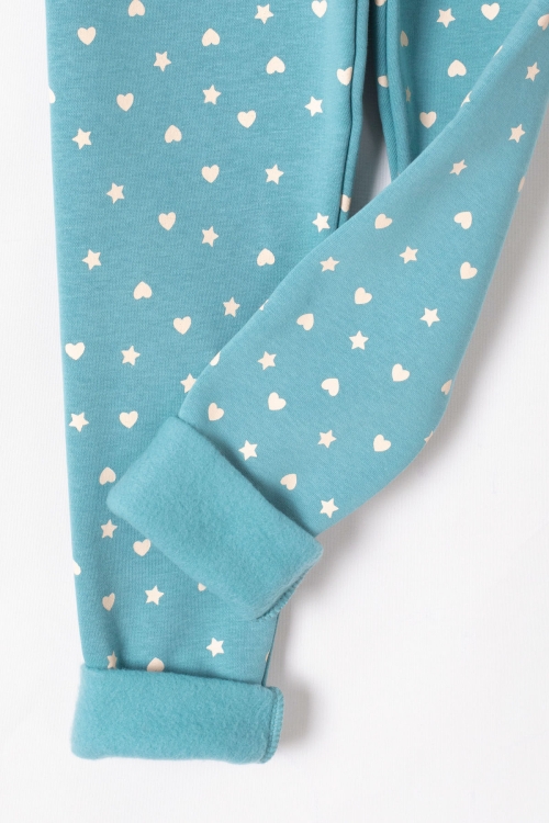 Kız Çocuk Mint Beli Lastikli Desenli Şardonlu Tayt 19707