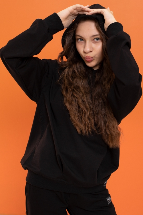 Kız Çocuk Siyah Basic Kapüşonlu Takım 18900