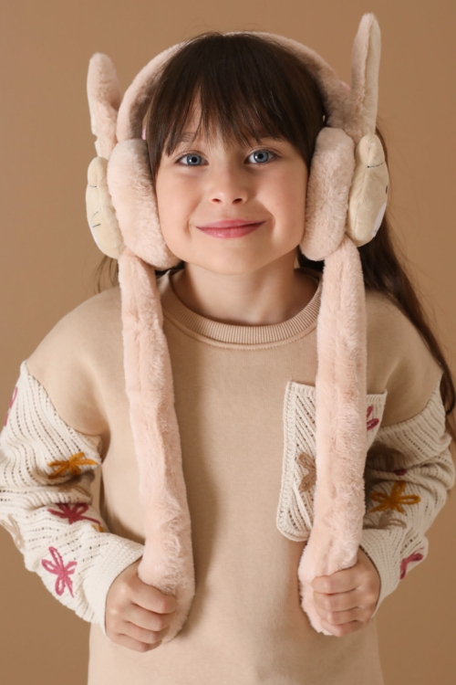 Krem Ayıcık Figürlü Hareketli Peluş Kulaklık 19732