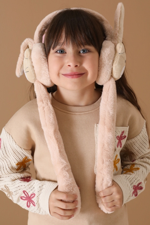 Krem Ayıcık Figürlü Hareketli Peluş Kulaklık 19732