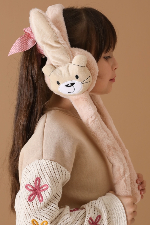 Krem Ayıcık Figürlü Hareketli Peluş Kulaklık 19732