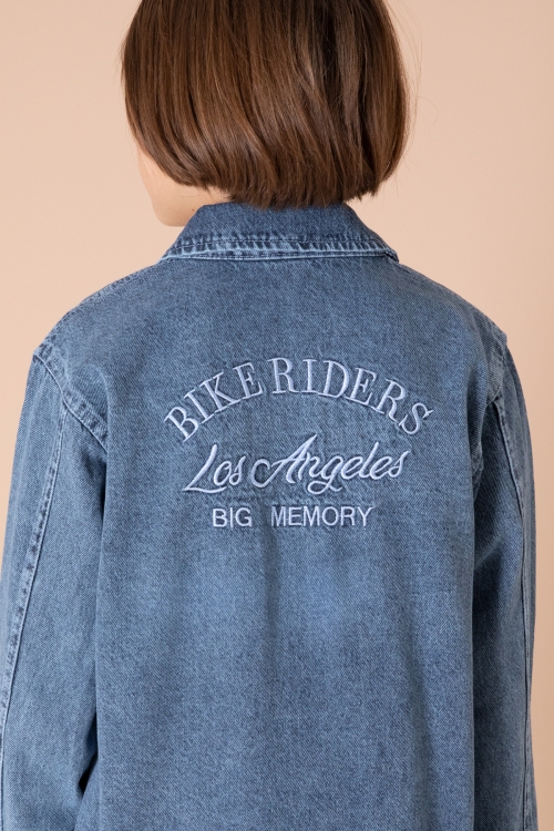 Lacivert Yazı Nakışlı Jean Gömlekli ve Tişörtlü Erkek Çocuk 2li Takım 20034