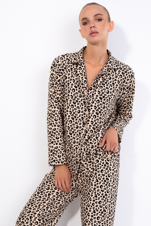 Leopar Desenli Bayan Pijama Takımı 20129