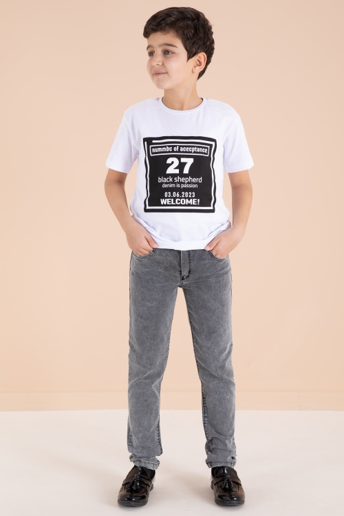 Mavi Armalı Gömlekli Jean Pantolonlu Erkek Çocuk 3lü Takım 19995