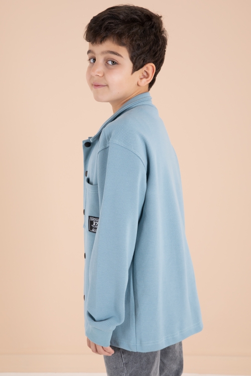 Mavi Armalı Gömlekli Jean Pantolonlu Erkek Çocuk 3lü Takım 19995