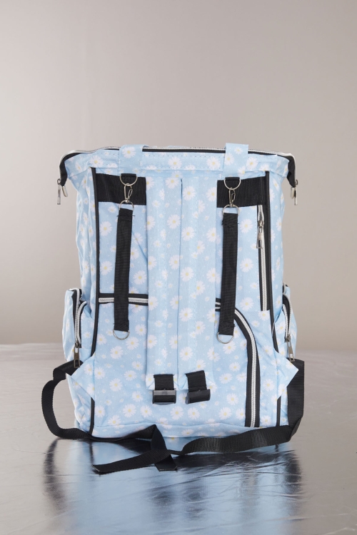Mavi Çiçek Desenli Çok Fonksiyonlu Anne Bebek Bakım Çantası 19711