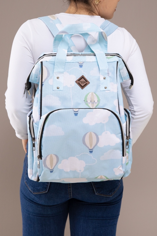 Mavi Desenli Çok Fonksiyonlu Termal Anne Bebek Bakım Çantası 19708