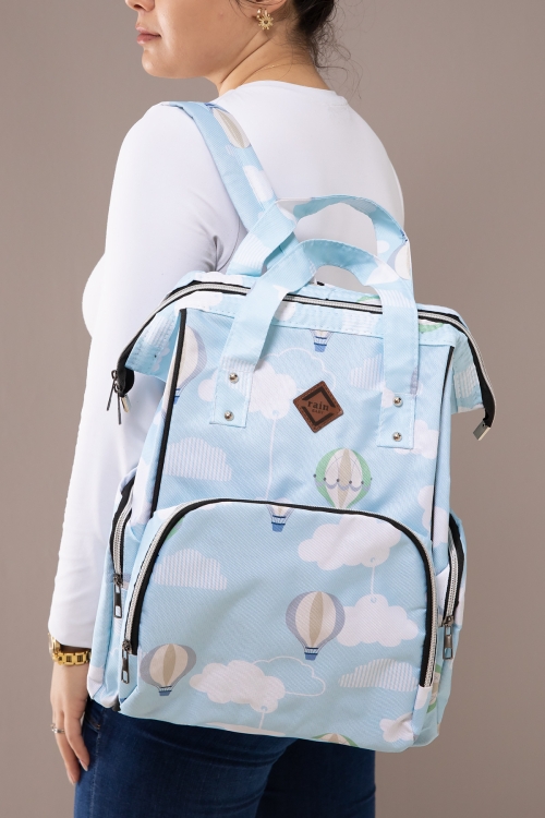 Mavi Desenli Çok Fonksiyonlu Termal Anne Bebek Bakım Çantası 19708