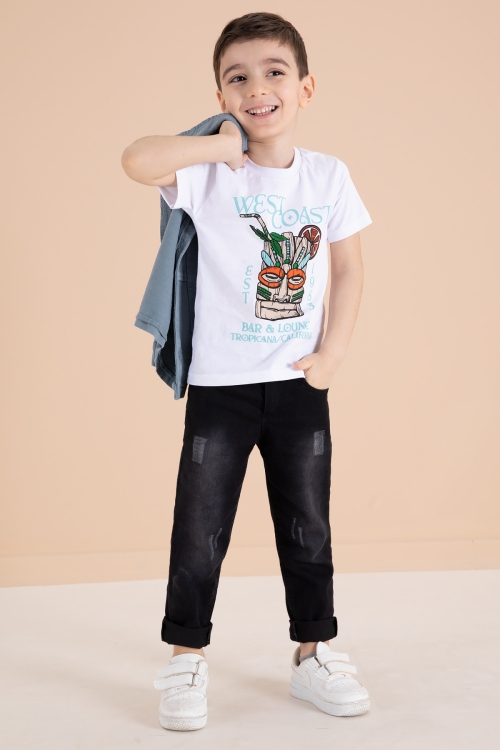 Mavi Jean Ceketli Pantolonlu Erkek Çocuk 3lü Takım 20015