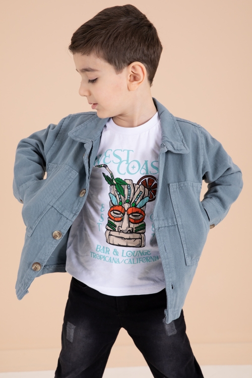 Mavi Jean Ceketli Pantolonlu Erkek Çocuk 3lü Takım 20015