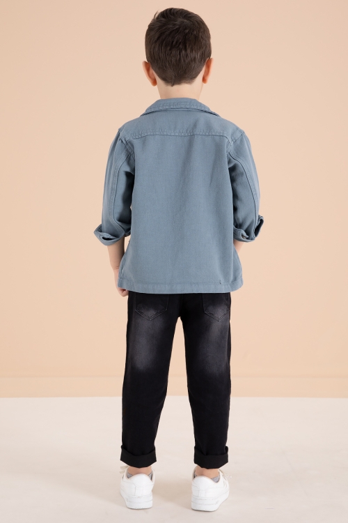 Mavi Jean Ceketli Pantolonlu Erkek Çocuk 3lü Takım 20015
