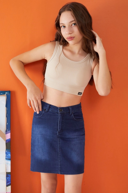 Mavi Kız Çocuk Jean Etek 15531