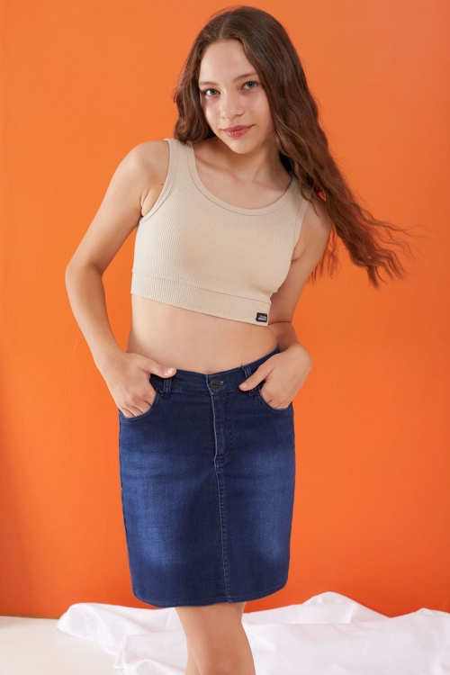 Mavi Kız Çocuk Jean Etek 15531