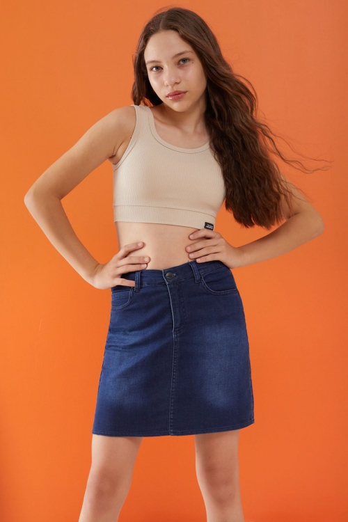 Mavi Kız Çocuk Jean Etek 15531