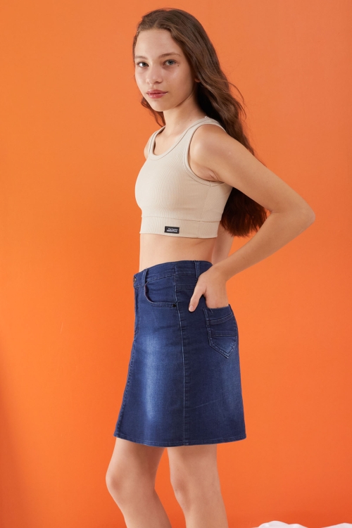 Mavi Kız Çocuk Jean Etek 15531