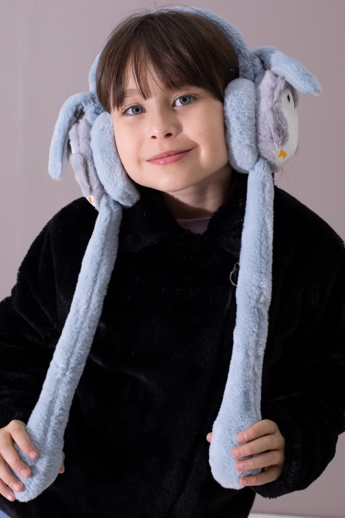 Mavi Penguen Figürlü Hareket Ettirilebilir Peluş Kulaklık 19803