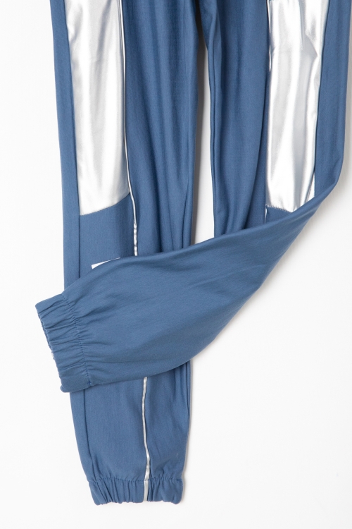 Mavi Reflektör Şeritli Kapüşonlu Kız Çocuk Eşofman Takımı 16320